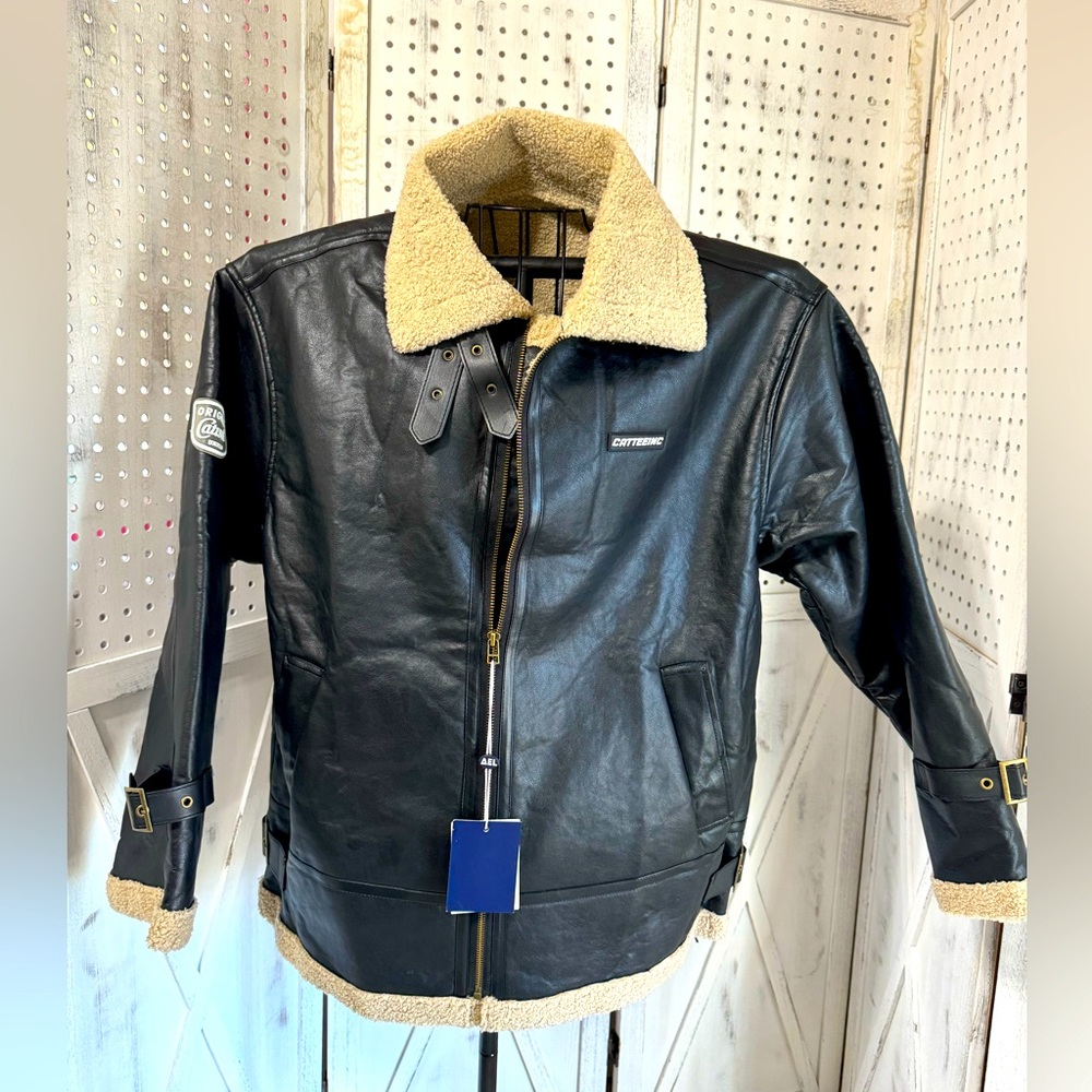 Aelfric Eden Black Bomber Jacket with Cream Accents